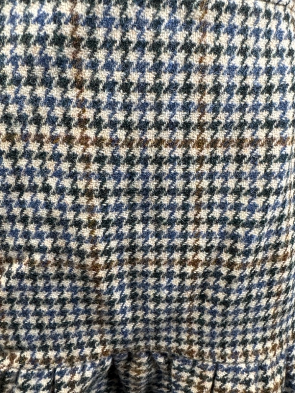 J. Crew Plaid Houndstooth Ruffle-Hem Mini Skirt in Blue and Tan - Picture 2 of 10